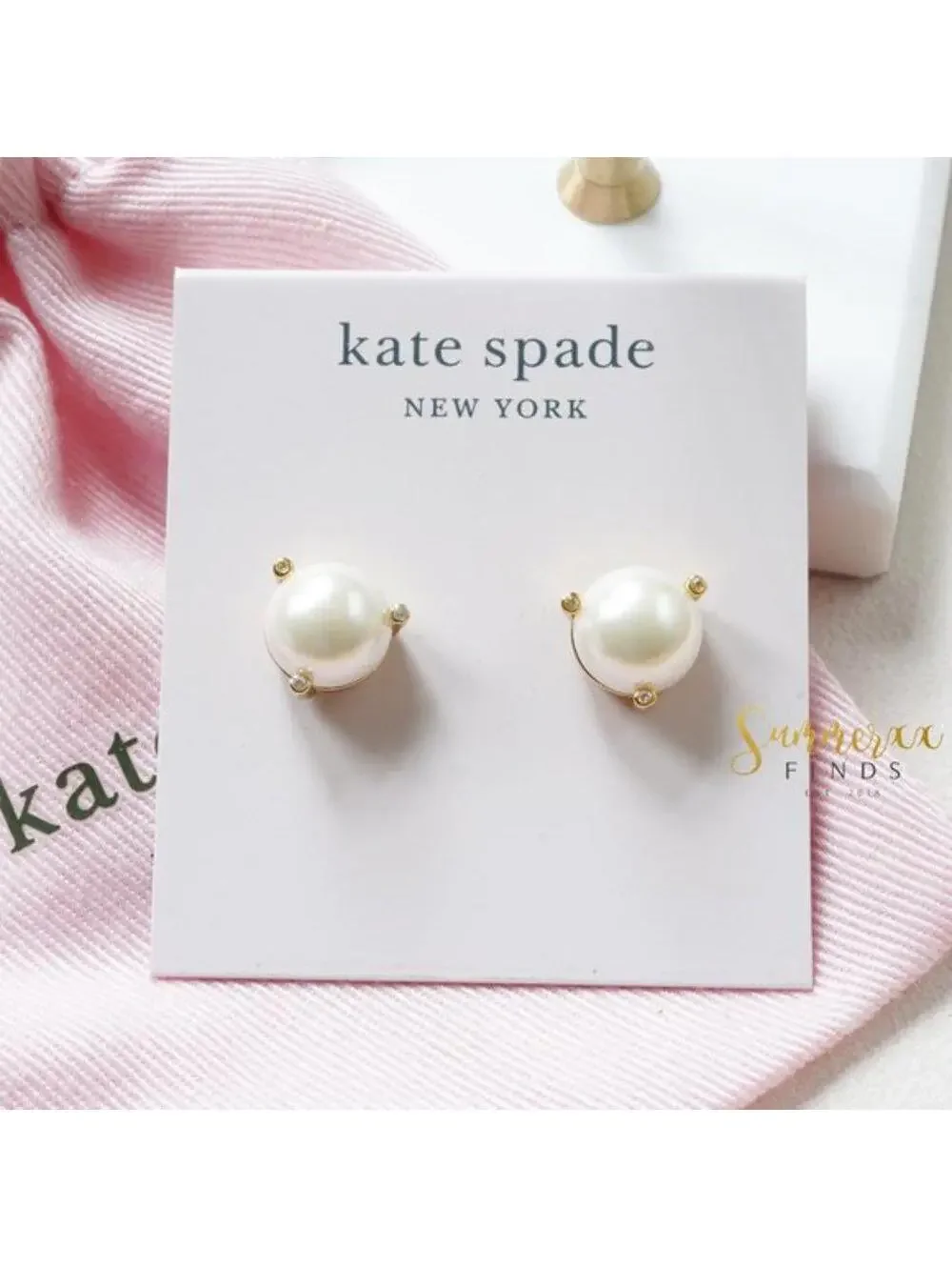 Kate Spade Rise and Shine Pearl Stud Earrings Large Cream